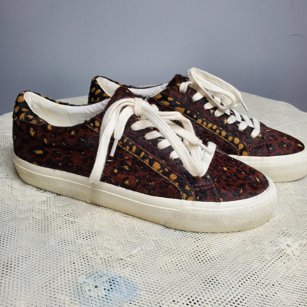 Madewell‎ sidewalk sneaker dyed calf hair animal print leopard cheetah size 7.5